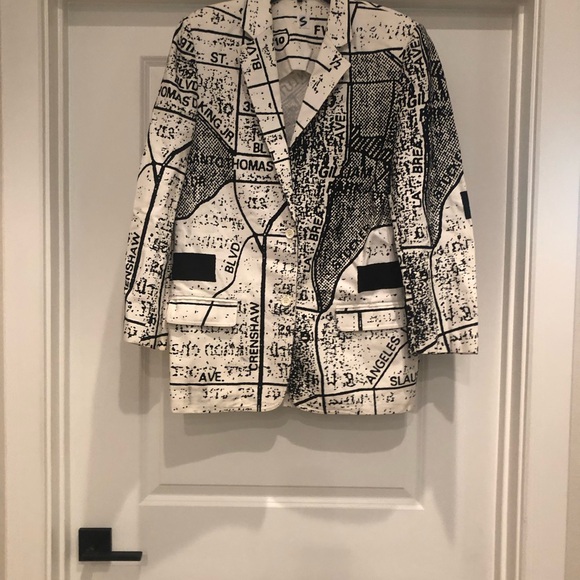 STEPHEN SPROUSE VINTAGE BLAZER PREOWNED POP ART “LA STREET MAP” WHT/BLK . RARE! - Picture 5 of 11
